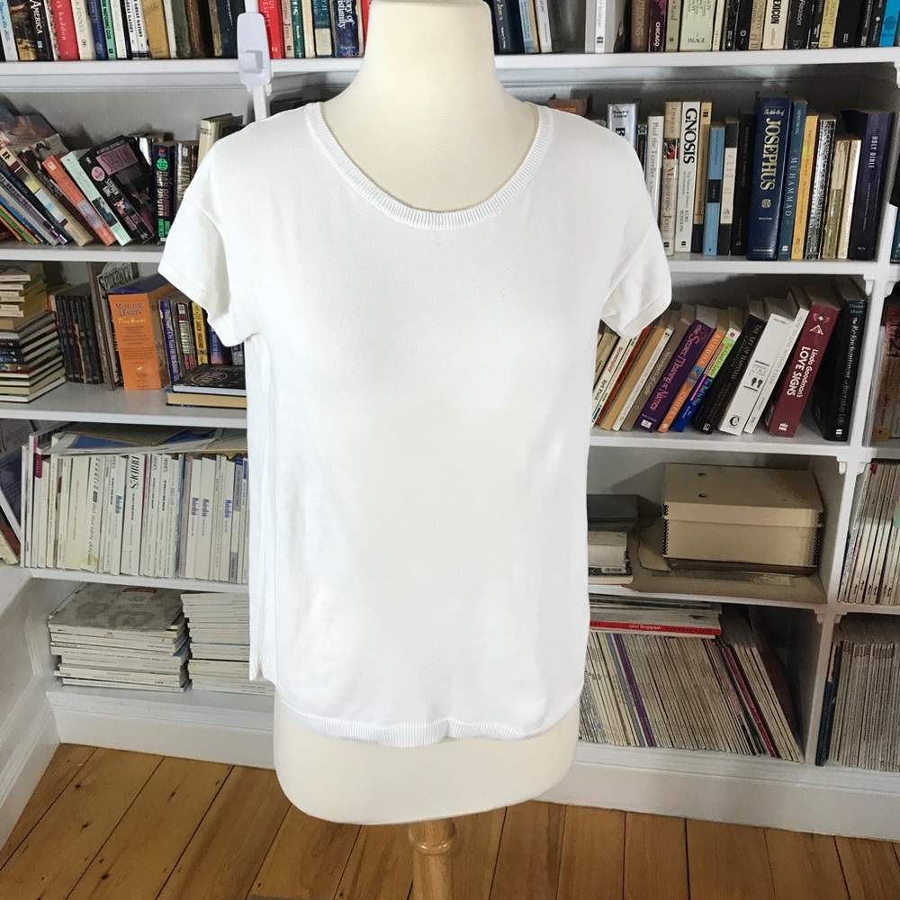 TALBOTS White Knit Boxy Tee Shirt